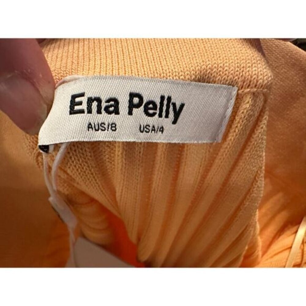 Ena Pelly Peach Pleated Bodycon Midi Skirt Size US 4/AUS 8 - Picture 5 of 5